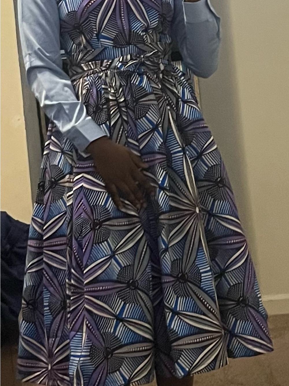 African Ankara Skirt & Vest Set | Blue Purple Print | Size S | Handmade